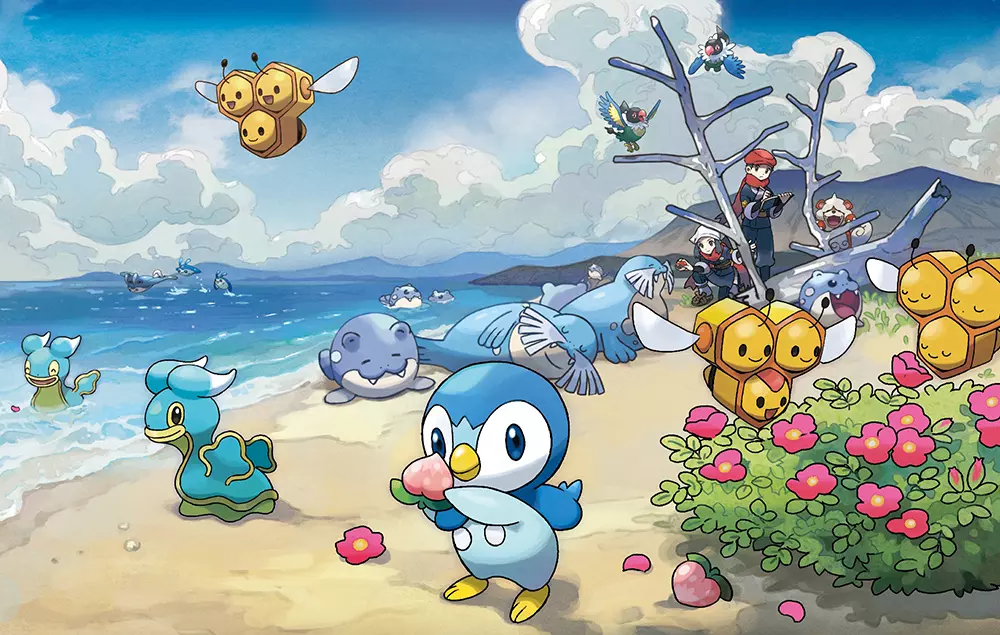 Pokemon playing at the beach