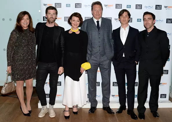 LONDON, ENGLAND - MAY 03: Caryn Mandabach, Paul Anderson, Helen McCrory, Steven Knight and Cillian Murphy attend the Premiere of BBC Two's drama "Peaky Blinders" episode one, series three at BFI Southbank on May 3, 2016 in London, England. (Photo by Anthony Harvey/Getty Images)