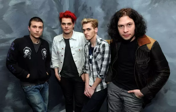 My Chemical Romance takes a group photo at The GRAMMY Museum.