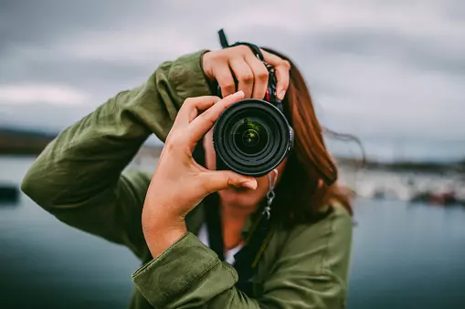 Young woman experiencing photography