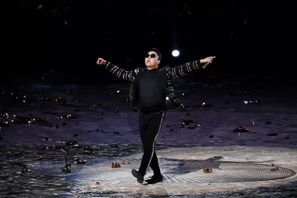K-pop star PSY performs at the 70th Armed Forces Day celebration.