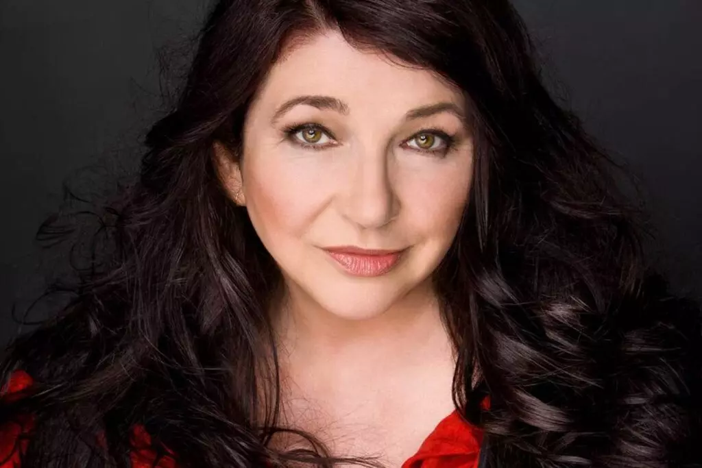 A portrait photo of singer Kate Bush