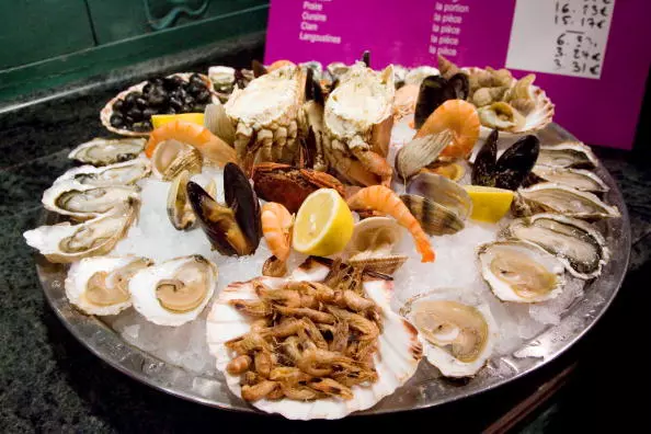 Seafood, an acceptable Keto food, is served on a platter.